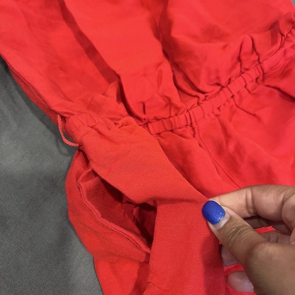 Tommy Bahama Red Linen Blend Ruffle Jumpsuit - Small, Cropped missing  tie belt - Picture 5 of 10